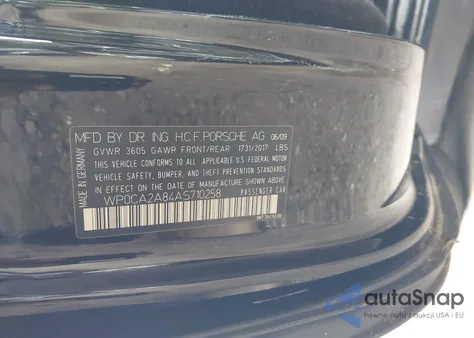 2010 Porsche Boxster z USA, uszkodzony, nr VIN WP0CA2A84AS710258